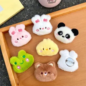 Cartoon Plush Animal Brooch Pins for Bags